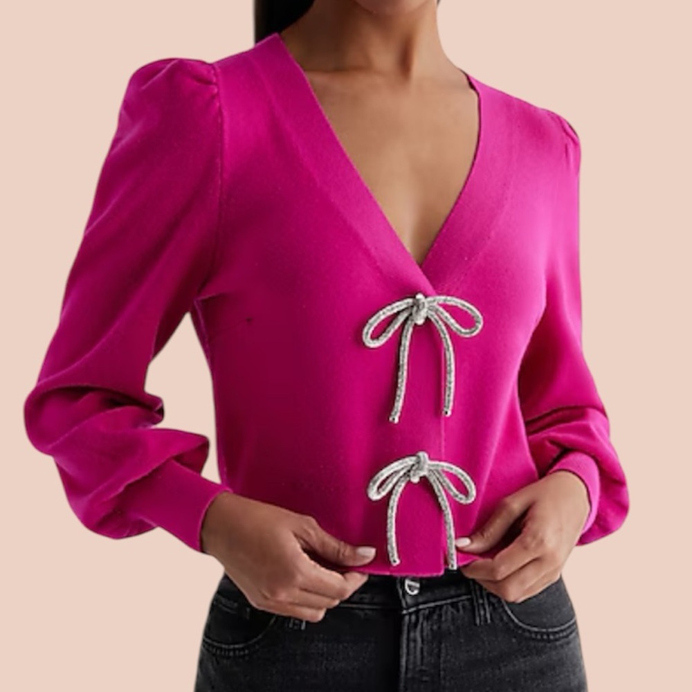 Pink Sweater with Bow Details